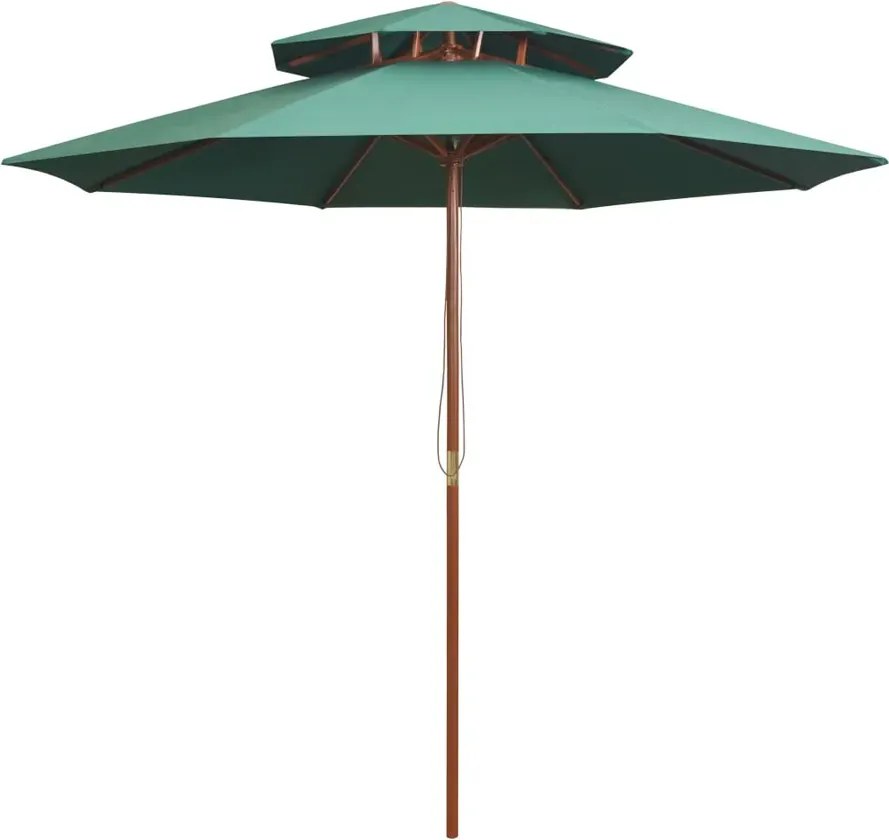 Zielony parasol do ogrodu z podwójnym daszkiem D8-G75