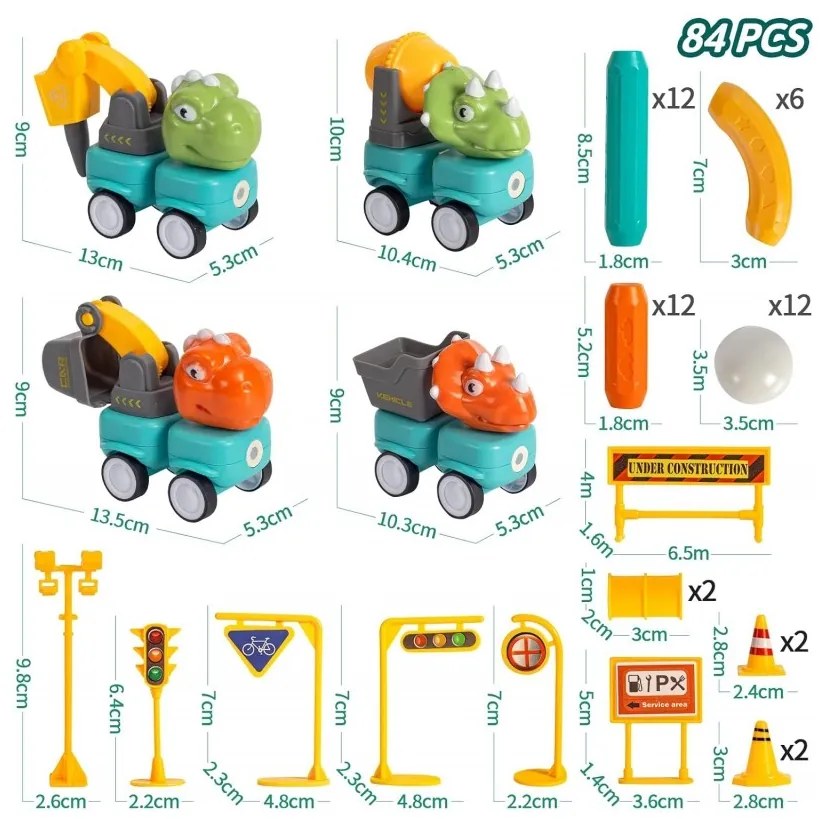 Woopie klocki magnetyczne dinozaury konstrukcyjne 84 el.