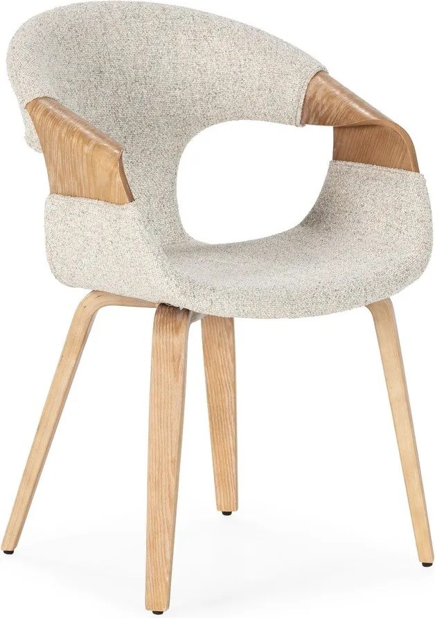 Beżowe tapicerowane fotele jadalniane zestaw z podłokietnikami 2 szt. Elif – MOME