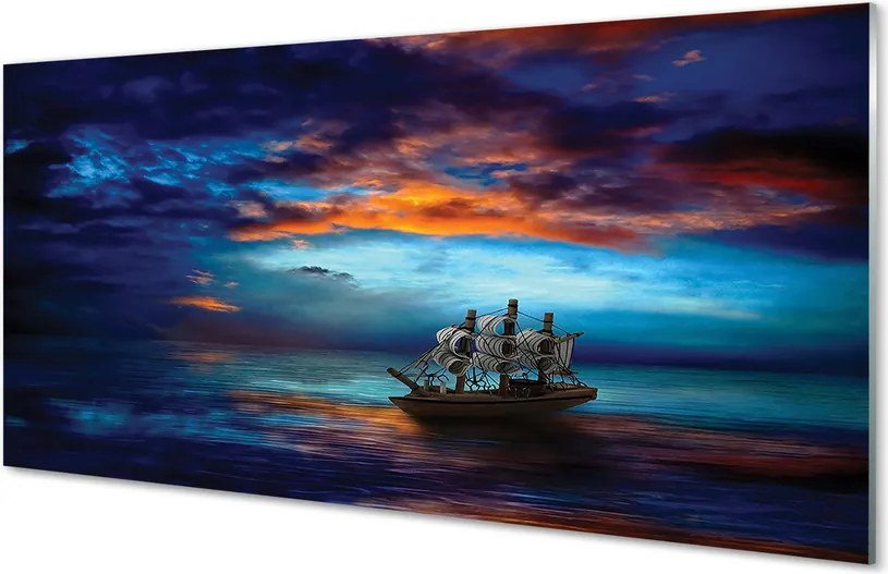 Szkło do Kuchni na Ścianę Wieczorny Rejs Statkiem