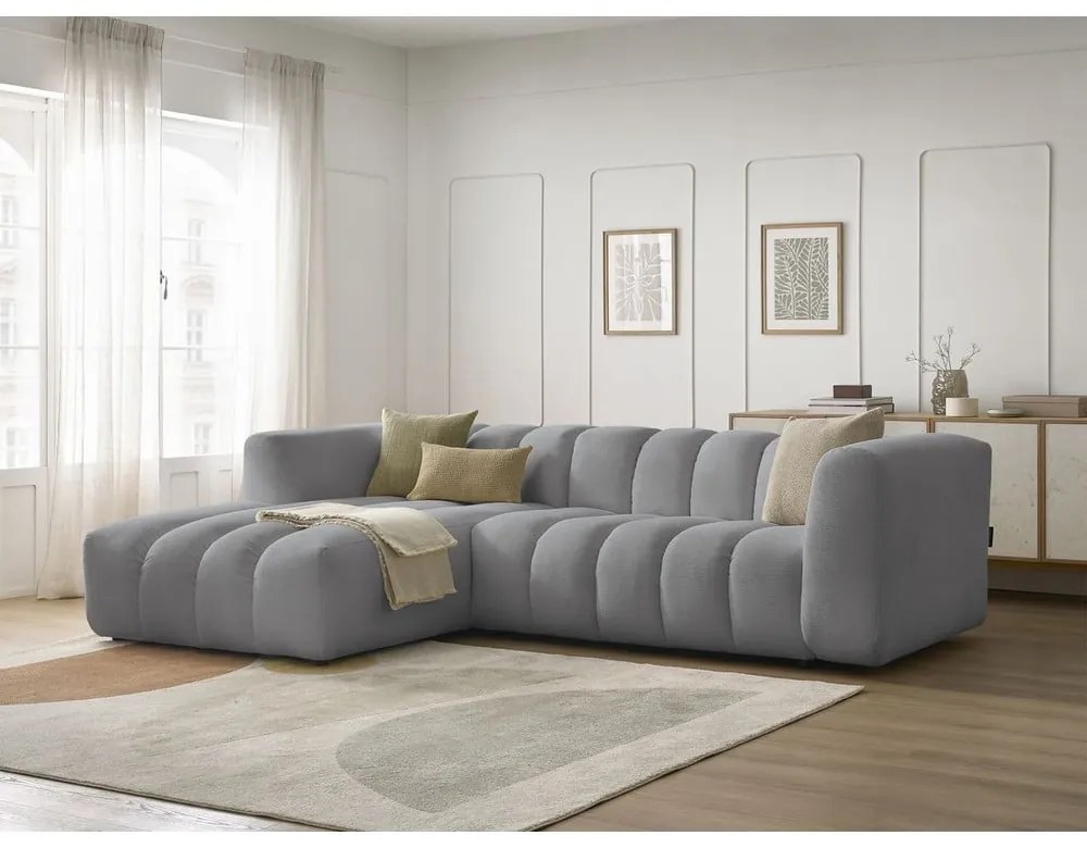 Jasnoszary narożnik (lewostronny/z szezlongiem) Talia – Bobochic Paris