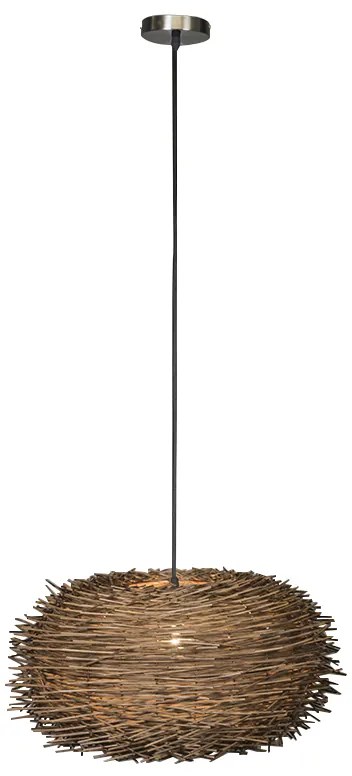 Rustykalna lampa wisząca brązowy rattan - Hatch 45