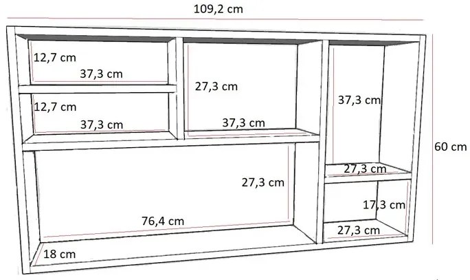 6 Komorowa Półka Regał Wiszący Dąb Artisan Zinos