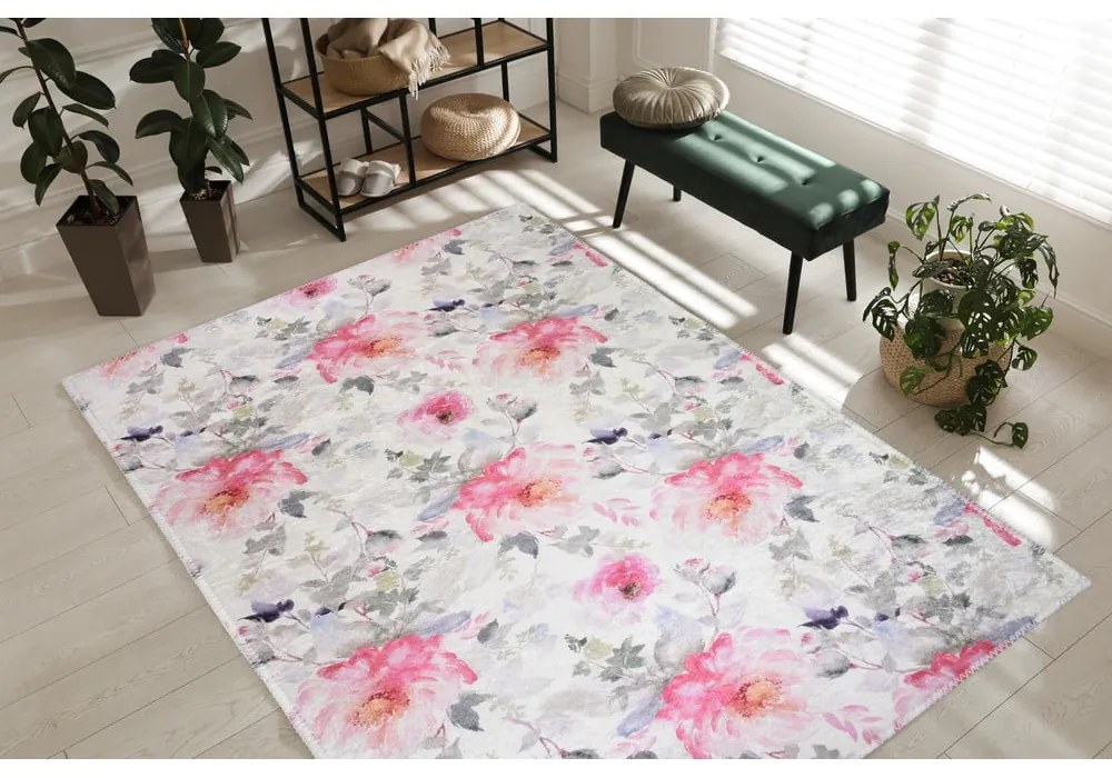 Różowo-kremowy dywan odpowiedni do prania 80x150 cm Pink Garden – Vitaus