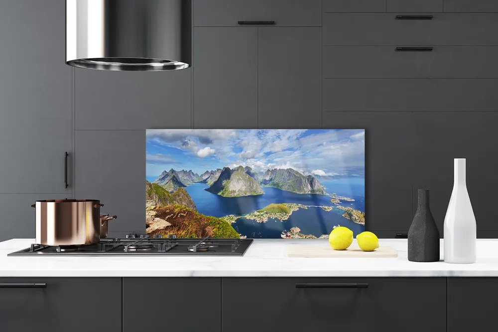 Panel Szklany do Kuchni Fiordy W Lazurowym Blasku