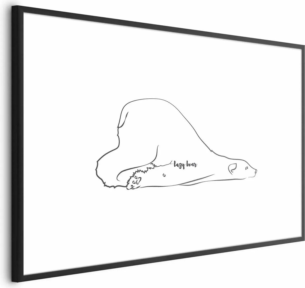 Plakat Leniwy niedźwiedź 90x60 cm z ramą czarną z marginesem ARTGEIST B