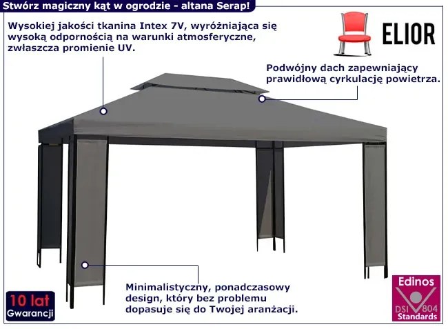 Nowoczesna altana ogrodowa antracyt - Serap