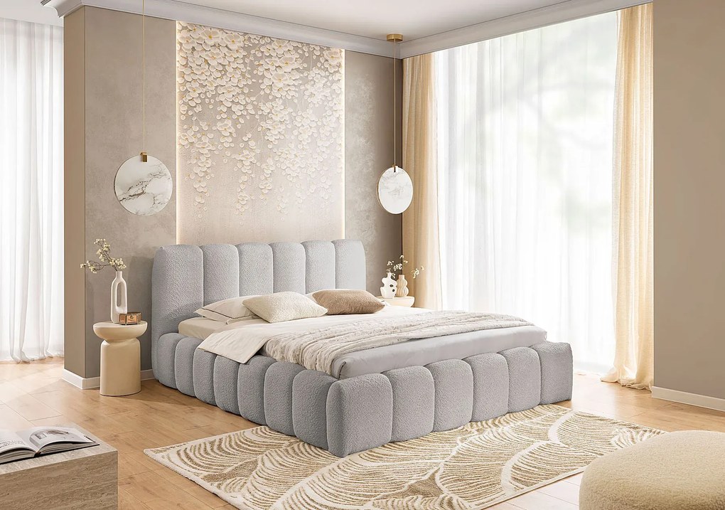 Szary łóżko tapicerowane chmurka D5-F50