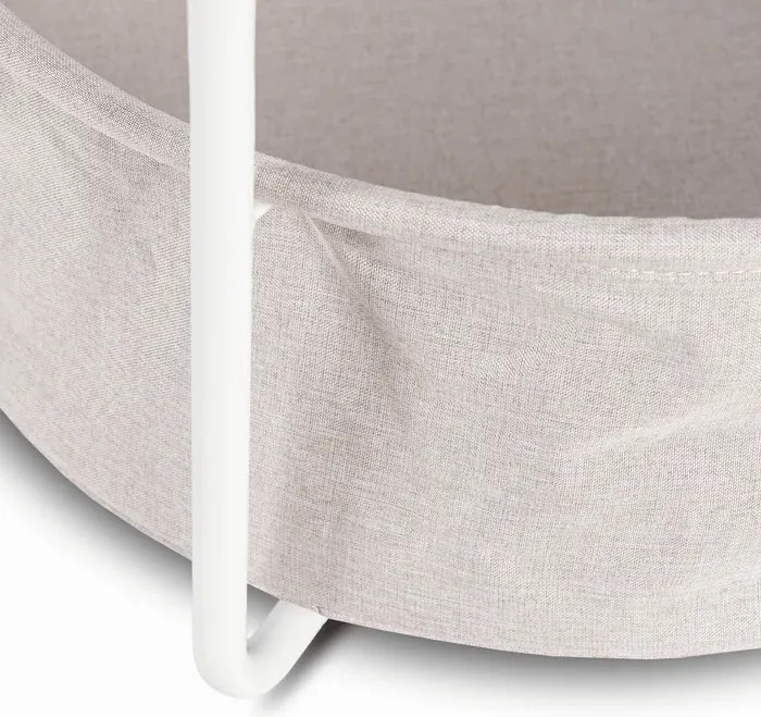 Stolik Kawowy z Koszem VARANO 55 cm Biały/Beżowy Nowoczesny