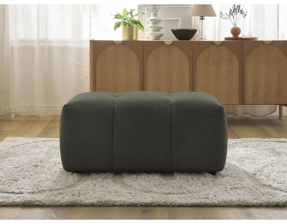 Podnóżek z tkaniny szenilowej w kolorze khaki Roxelane – Bobochic Paris