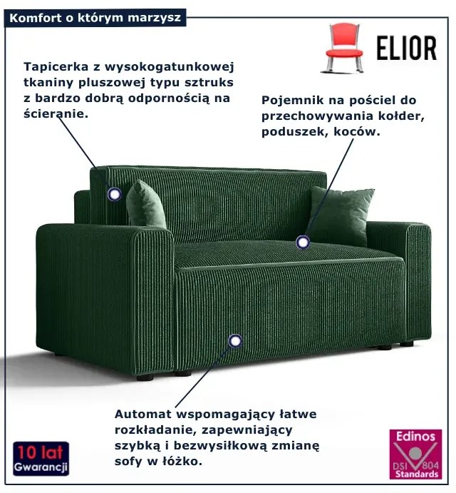 Ciemnozielona rozkładana sofa z pojemnikiem S7-B61