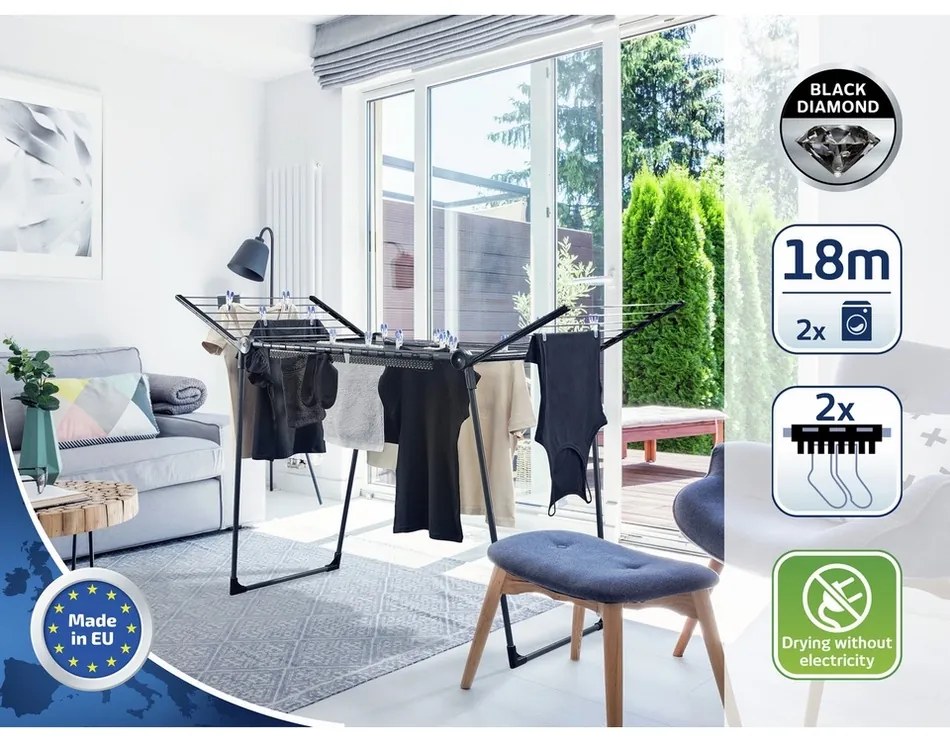 Leifheit Suszarka do ubrań Pegasus 180 Solid Black 81589