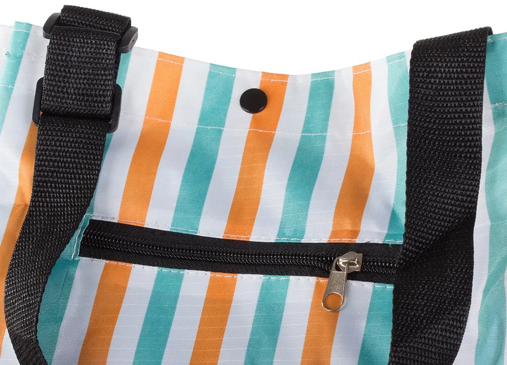 Torba na kółkach STRIPES 49,5x27 cm, biała z paskami