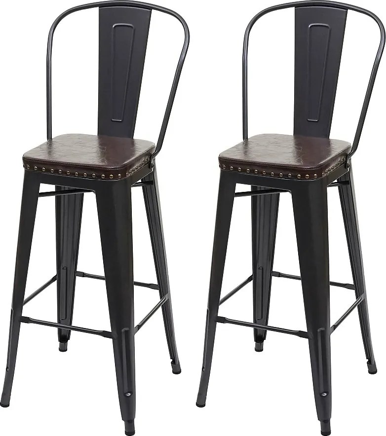 Stołek barowy MCW-H10c (zestaw 2 szt.),  czarno-brązowy