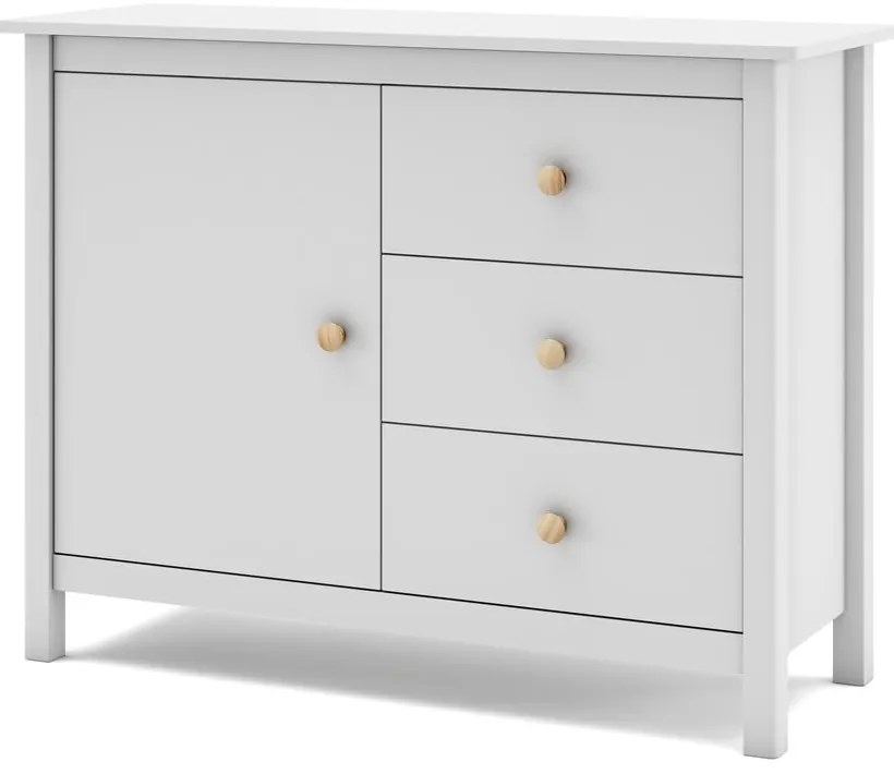 Biała niska komoda dziecięca z drewna sosnowego 90x80 cm Max – Marckeric