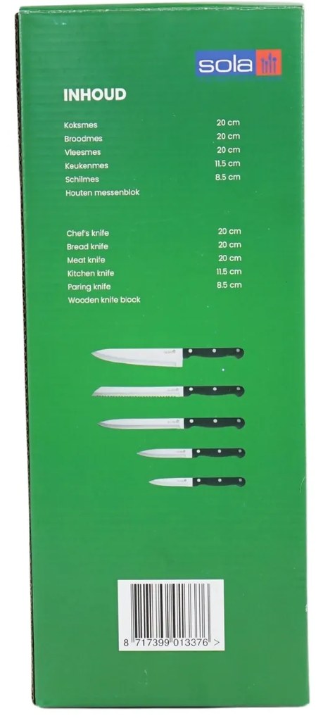 Zestaw noży SOLA KNIFE w drewnianym bloku, 6 szt.