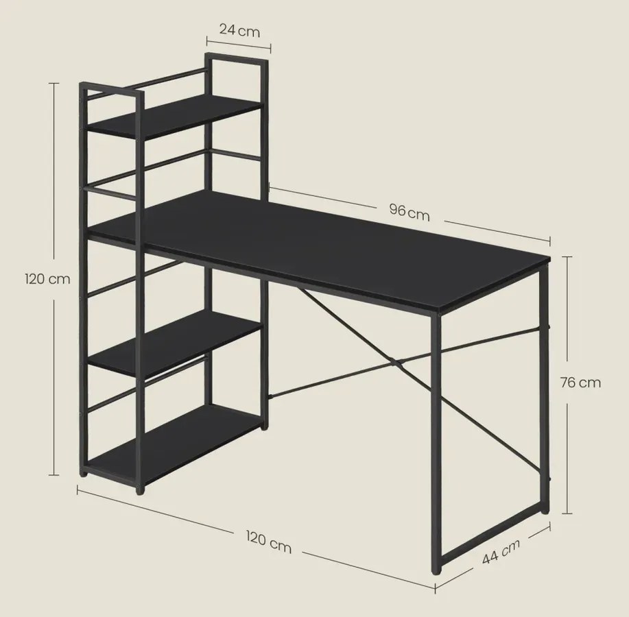 Czarne loftowe biurko H4-D73