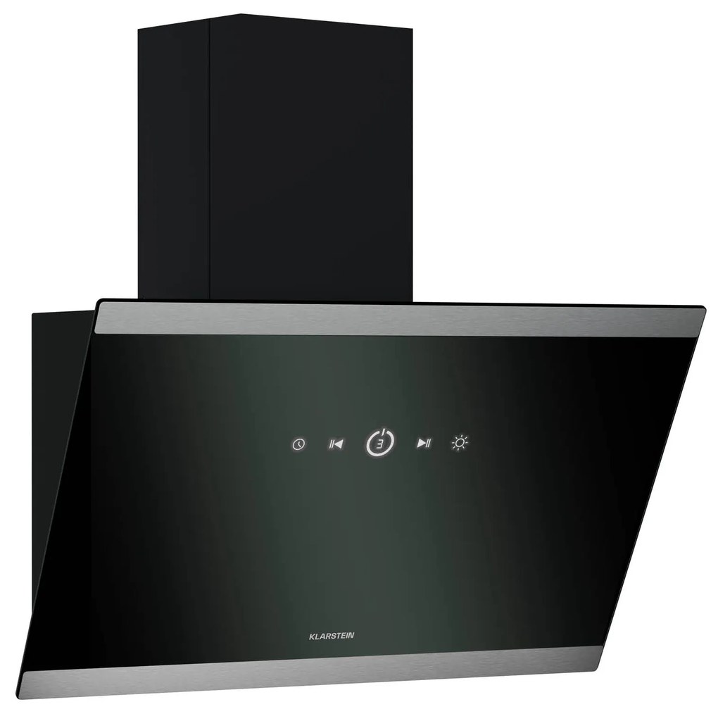 Klarstein FlashLine 60cm 578m³/h Okap Przyścienny Skośny Czarny/Srebrny