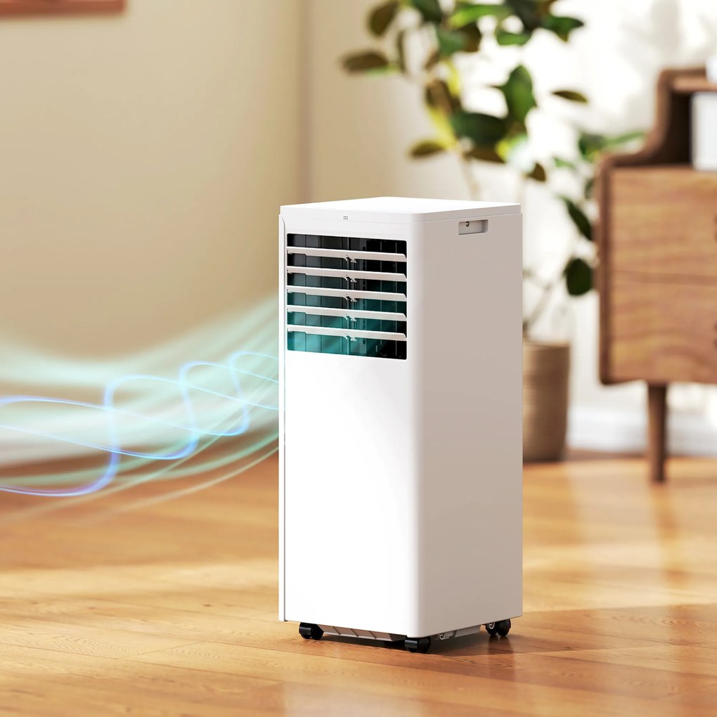 HOMCOM Przenośny klimatyzator 7000 BTU, 4-w-1 z funkcją chłodzenia, osuszania, wentylacji i trybem nocnym | Aosom PL