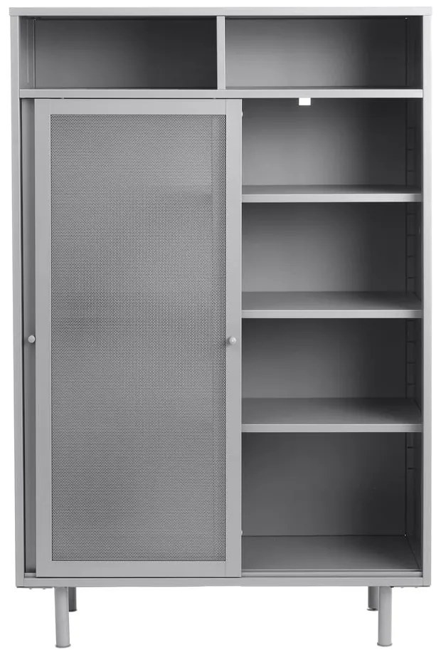 Szara metalowa szafka z drzwiami przesuwnymi 90x140x40 cm Veep – Unique Furniture
