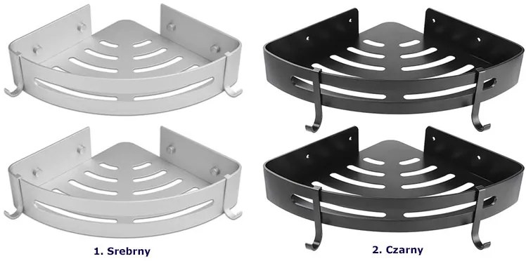 Komplet narożnych półek prysznicowych 2 sztuki - Alunis