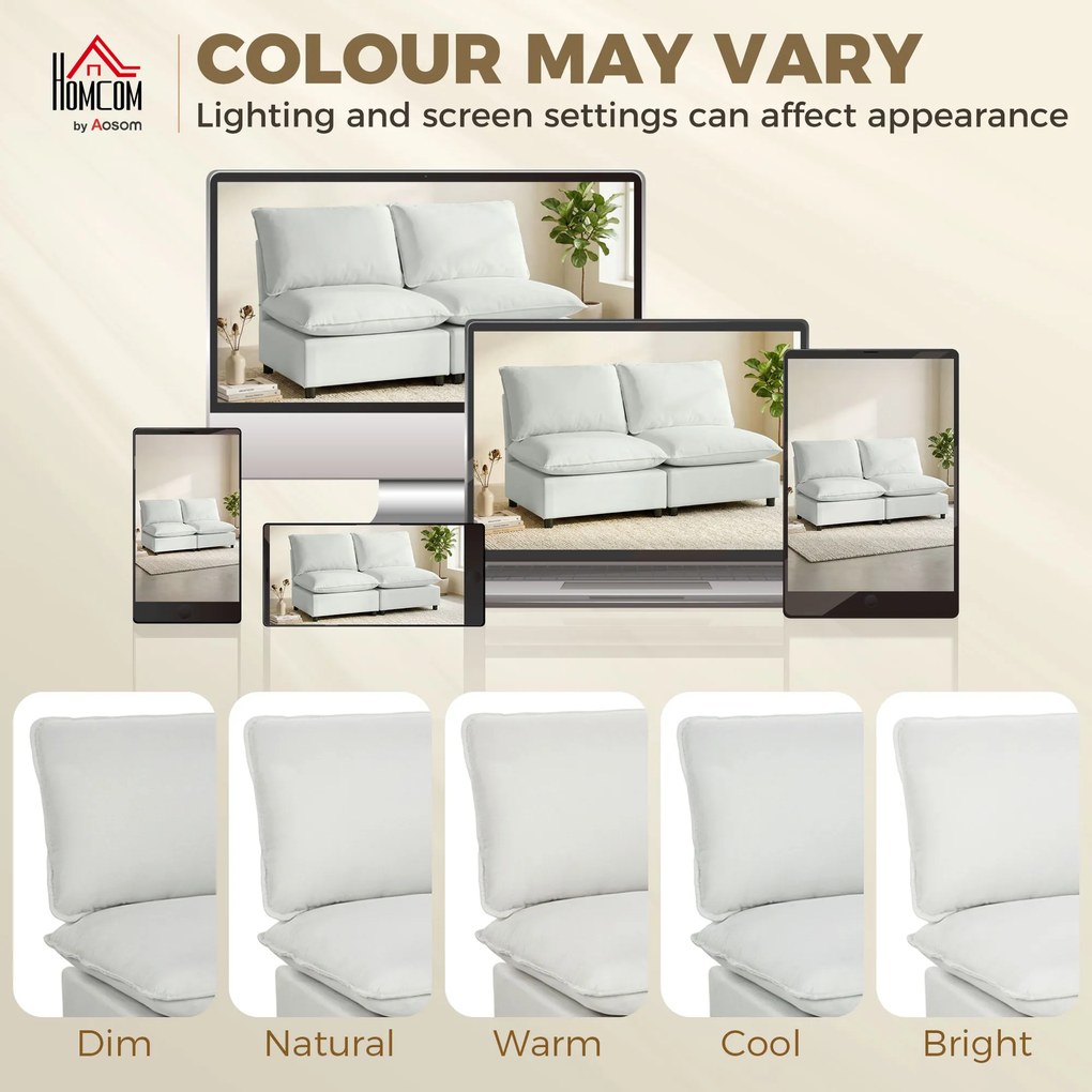 HOMCOM 2-osobowa sofa, 146 cm modułowa sofa z ekoskóry z szerokim i głębokim siedziskiem, grubymi poduszkami, łatwy montaż, Szara | Aosom PL