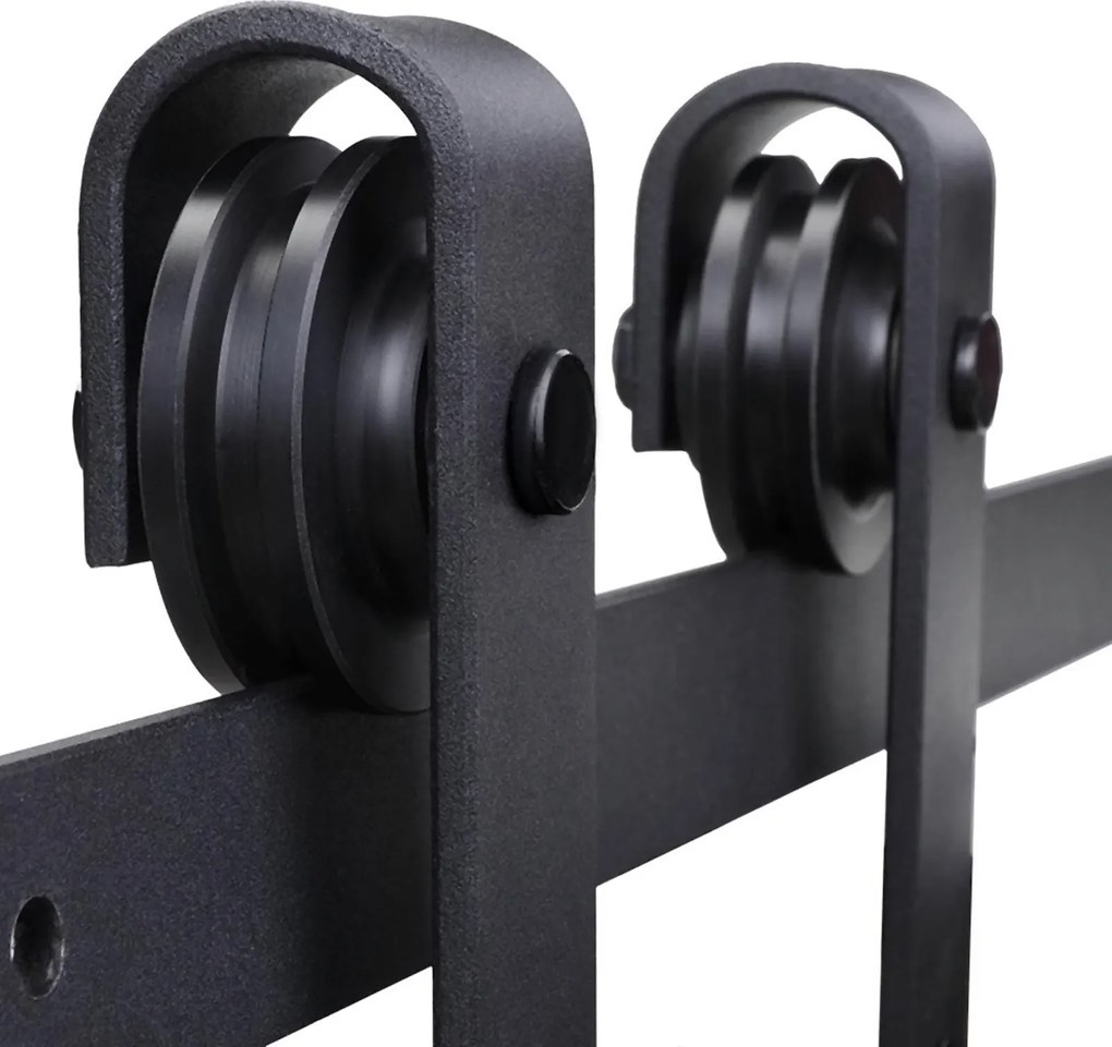 Zestaw do drzwi przesuwnych HOMCOM, rustykalny design, stal węglowa, wytrzymuje do 100 kg na panel