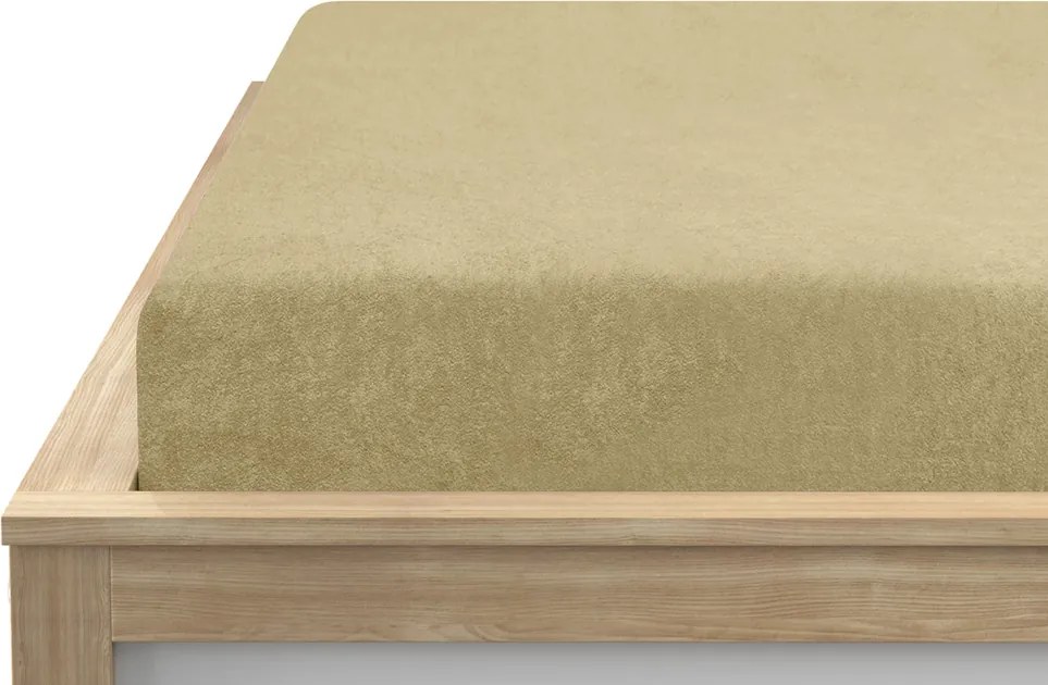PrzytulneMieszkanie.pl Frotte prześcieradło POLY kremowe 90 x 200 cm