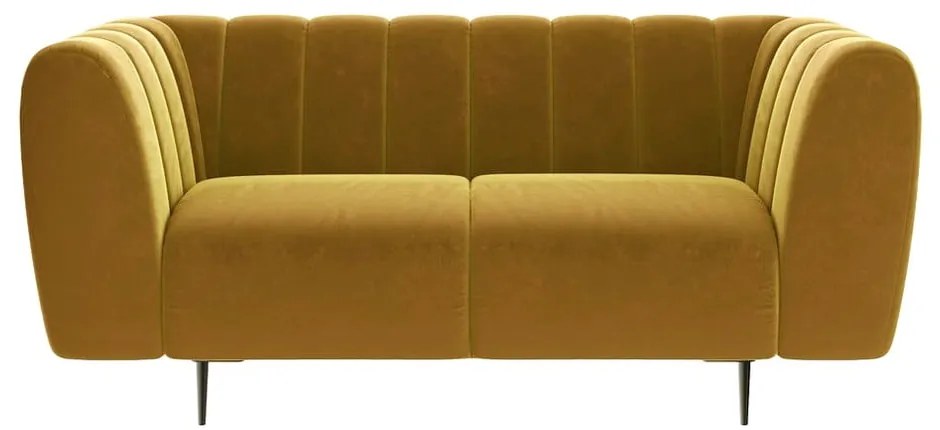 Miodowożółta aksamitna sofa Ghado Shel, 170 cm