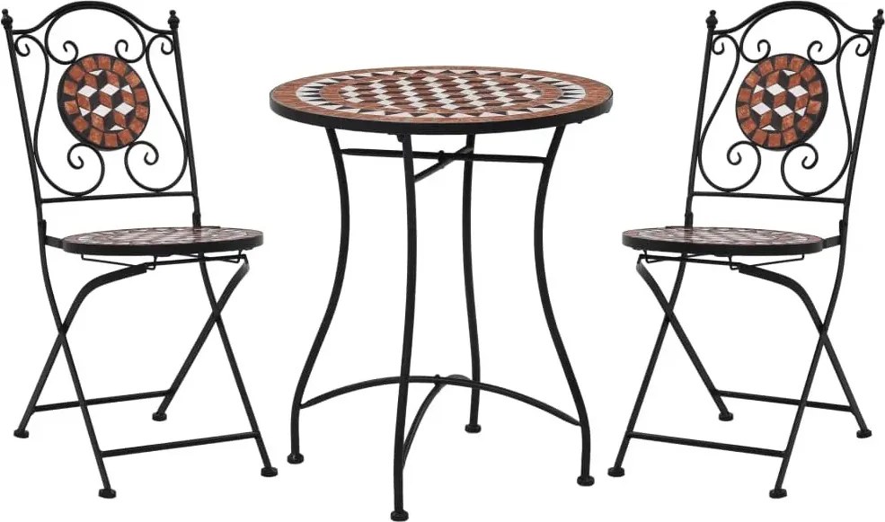 3-cz. ceramiczny, terakotowy zestaw mebli bistro S0-R57