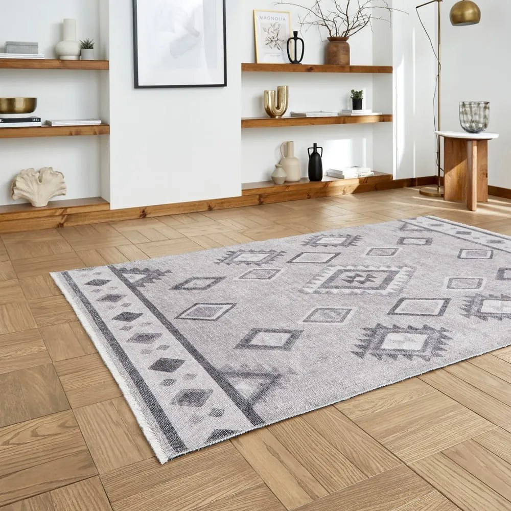 Szary chodnik z mieszanki bawełny odpowiedni do prania 60x170 cm Whisper – Think Rugs