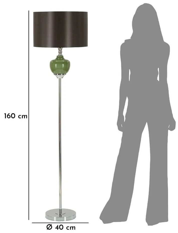 Zielono-szara lampa stojąca z tekstylnym kloszem (wysokość 160 cm) Eva – Mauro Ferretti