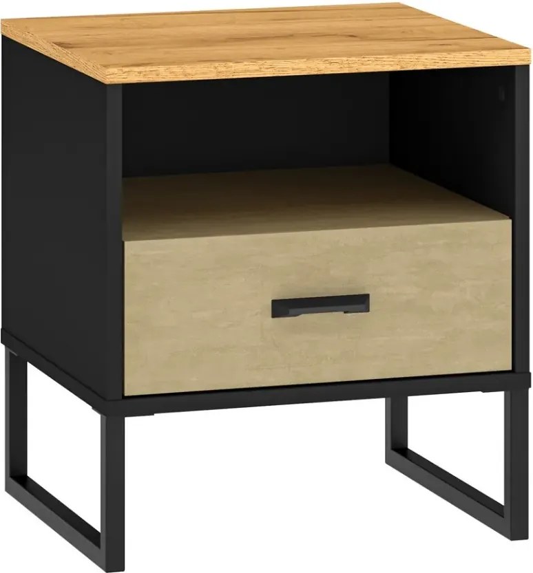 Szafka nocna młodzieżowa COLIN 08 dąb złoty craft/czarna ML MEBLE