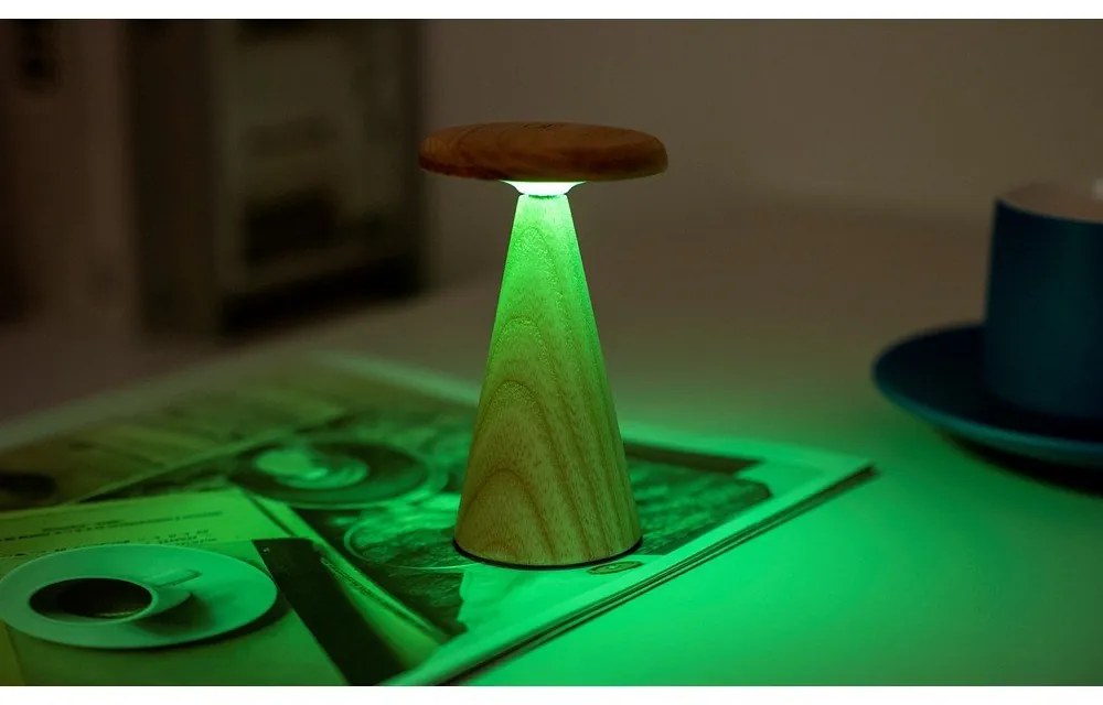 Lampa stołowa LED w naturalnym kolorze z drewnianym kloszem (wysokość 14 cm) Sylva – Gingko