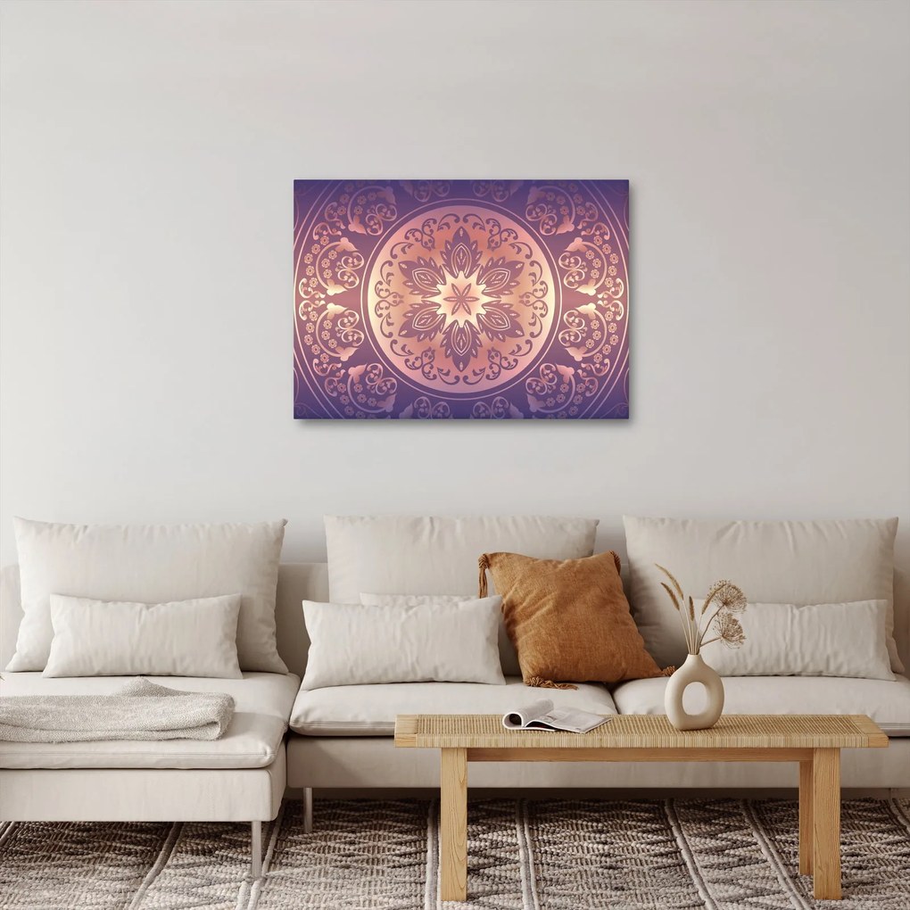Obraz - Mandala na fioletowym gradiencie (70x50 cm)