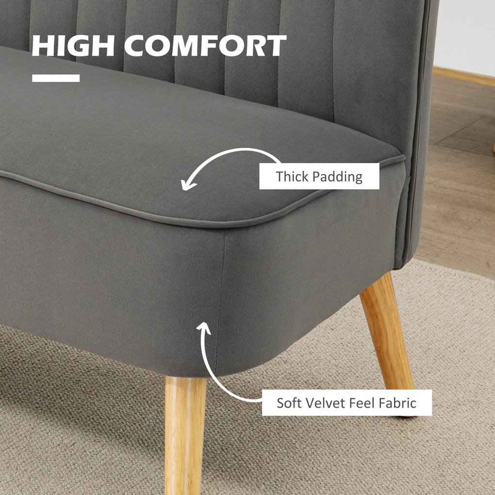 HOMCOM Sofa retro 2osobowa Wymiary 117 dł x 565 szer x 77 wys cm Kolor ciemnoszary | Aosom PL