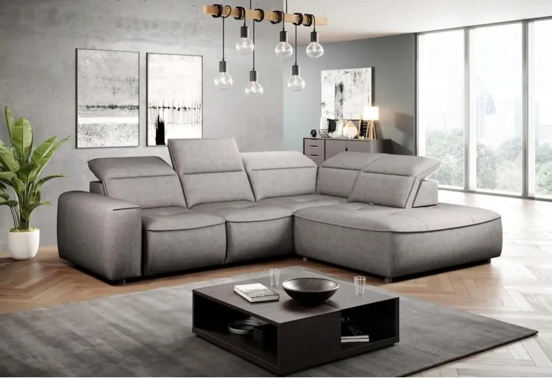 Narożnik COLOMBO L Prawostronny z elektryczną funkcją spania pojemnikiem ELEMENT 04 Popielaty WERSAL