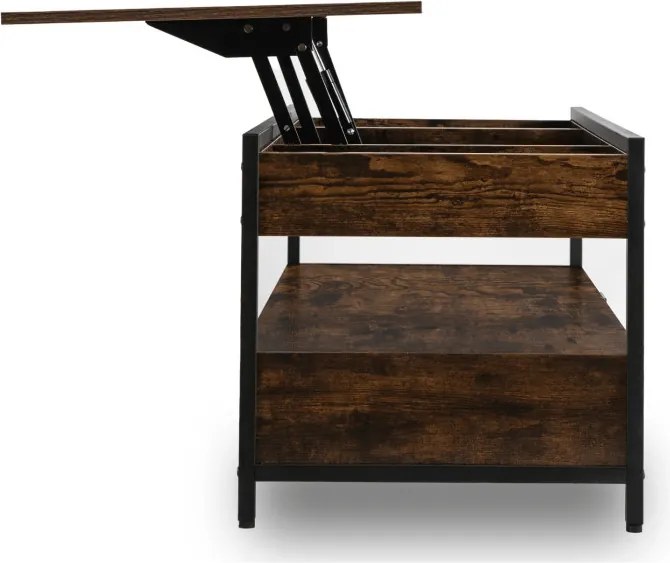 Ławostół Rozkładany LUCA 100 cm Dąb Rustykalny/Czarny Loft - Stół i Ława do Salonu