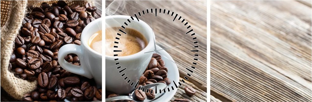 Obraz - Espresso (z zegarem) (90x30 cm)