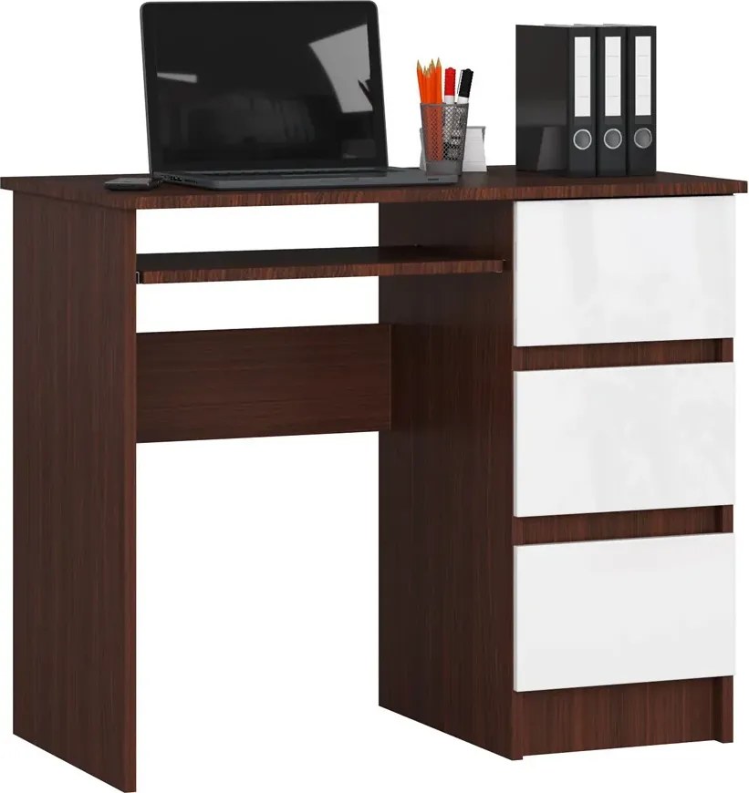Komputerowe biurko z szufladami wenge + biały N1-F25