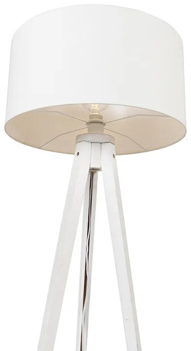 Nowoczesna lampa podłogowa trójnóg biała z abażurem białym 50 cm - Tripod Classic Nowoczesny Oswietlenie wewnetrzne