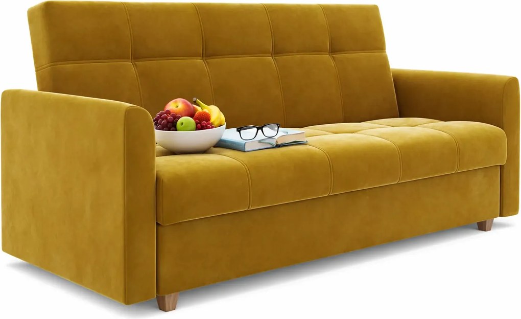 Musztardowa wersalka rozkładana D2-N57