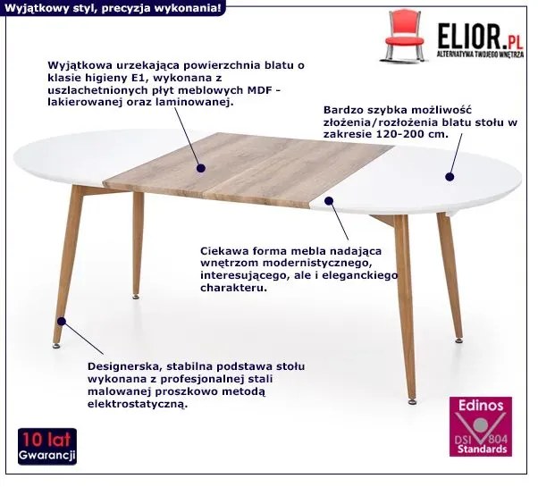Rozkładany biały stół L6-T01