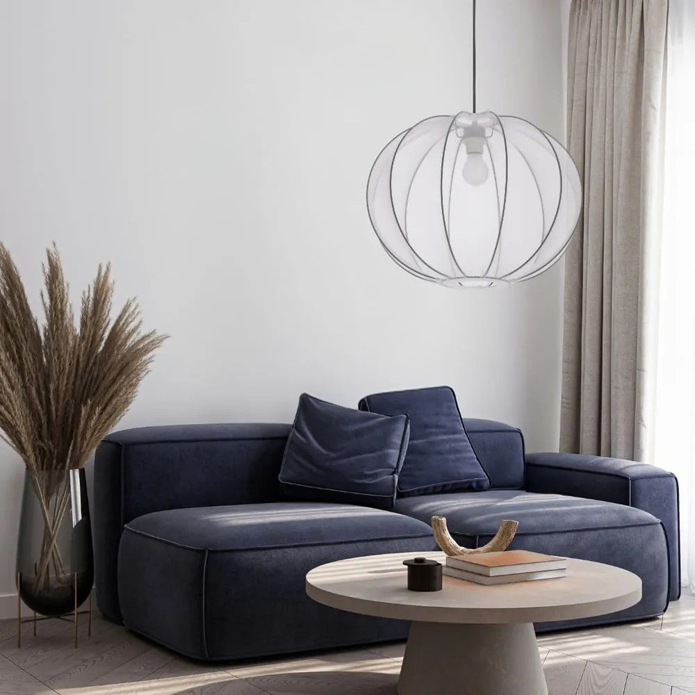 Biała lampa wisząca z tekstylnym kloszem ø 52 cm Mellow – Candellux Lighting