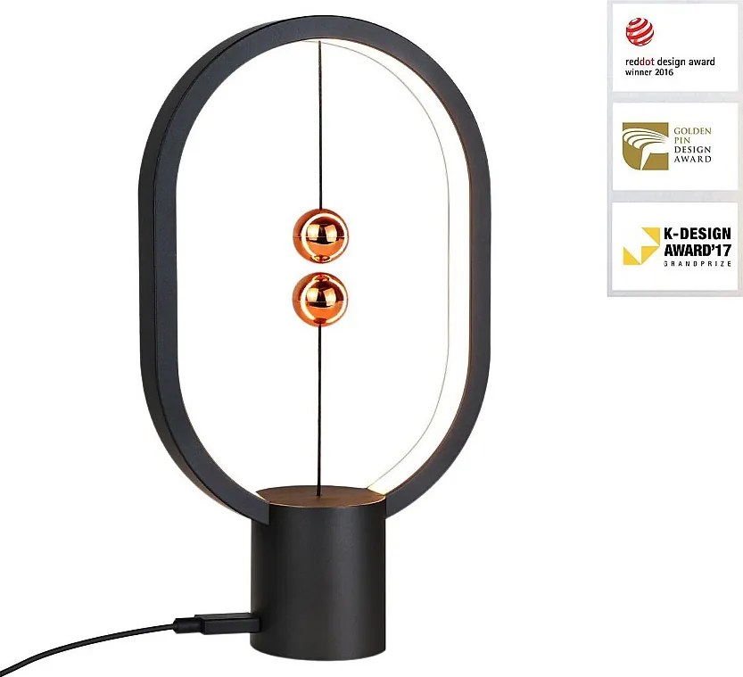 NETTLIFE Czarna lampka nocna LED Lampa stołowa: Lampa stołowa Mała dekoracyjna lampka magnetyczna z USB