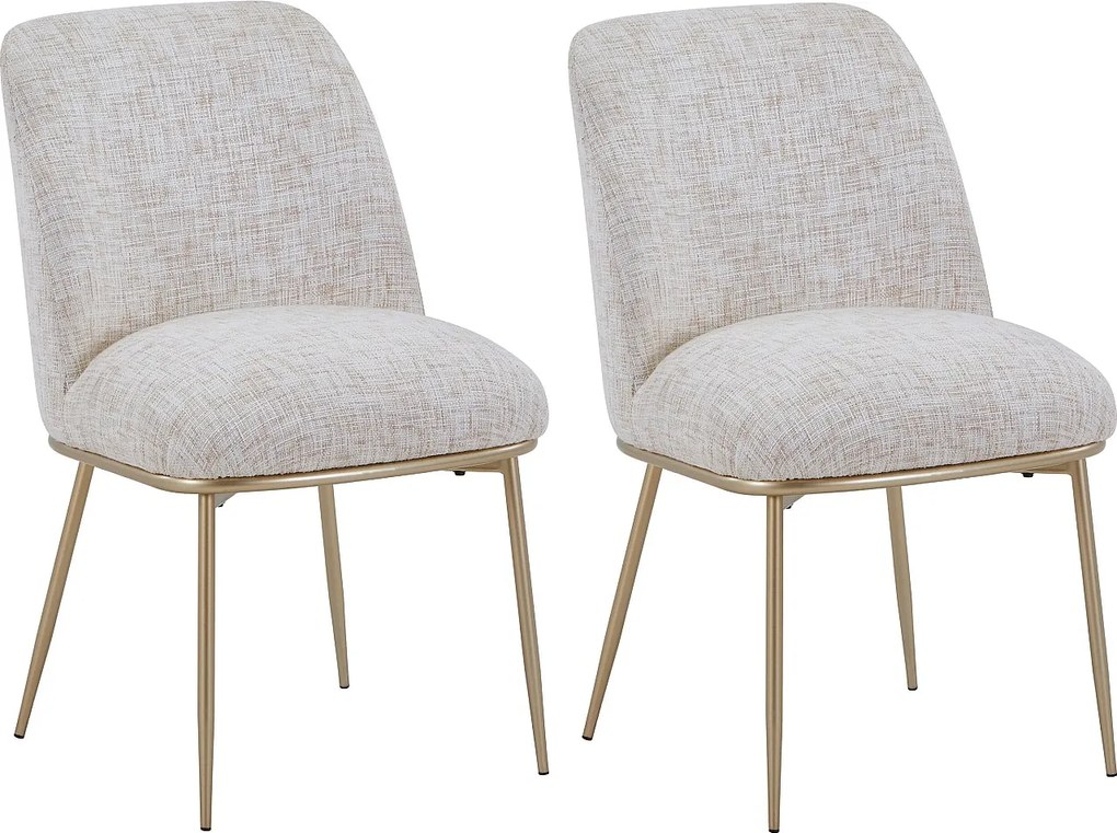 Zestaw 2 krzeseł z tkaniny i złotego metalu - Kremowe - DYLORA