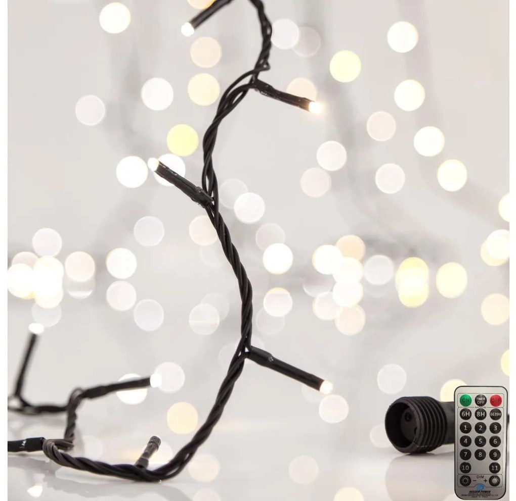 LED zewnętrzny łańcuch świąteczny CLUSTER 200xLED/8 funkcji 2,1 m IP44 ciepła bi