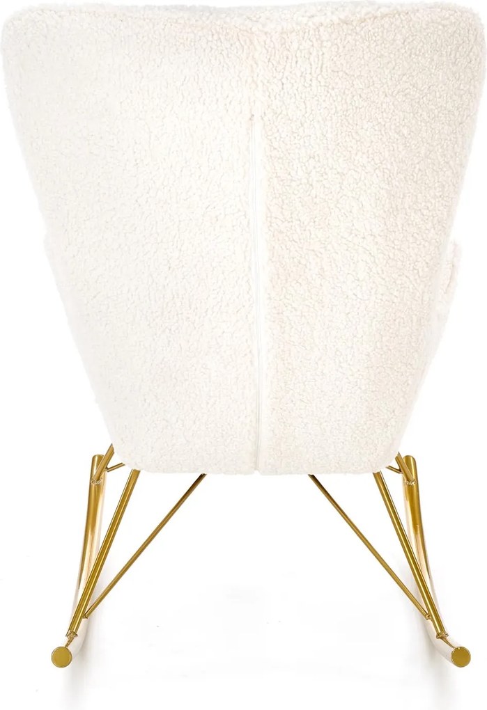 Nowoczesny fotel bujany na złotych płozach Liberto