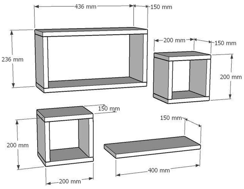 Półka Babi Sapphire Oak, 4 szt.