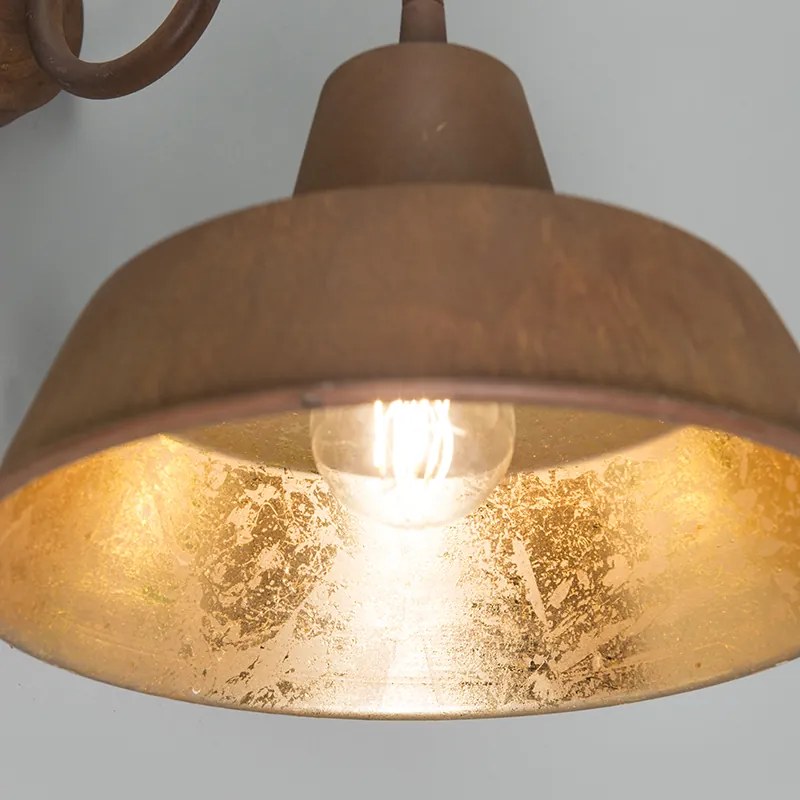 Zestaw 2 lamp ściennych rdzawe z złotym wnętrzem - FactoryPrzemysłowy Oswietlenie wewnetrzne